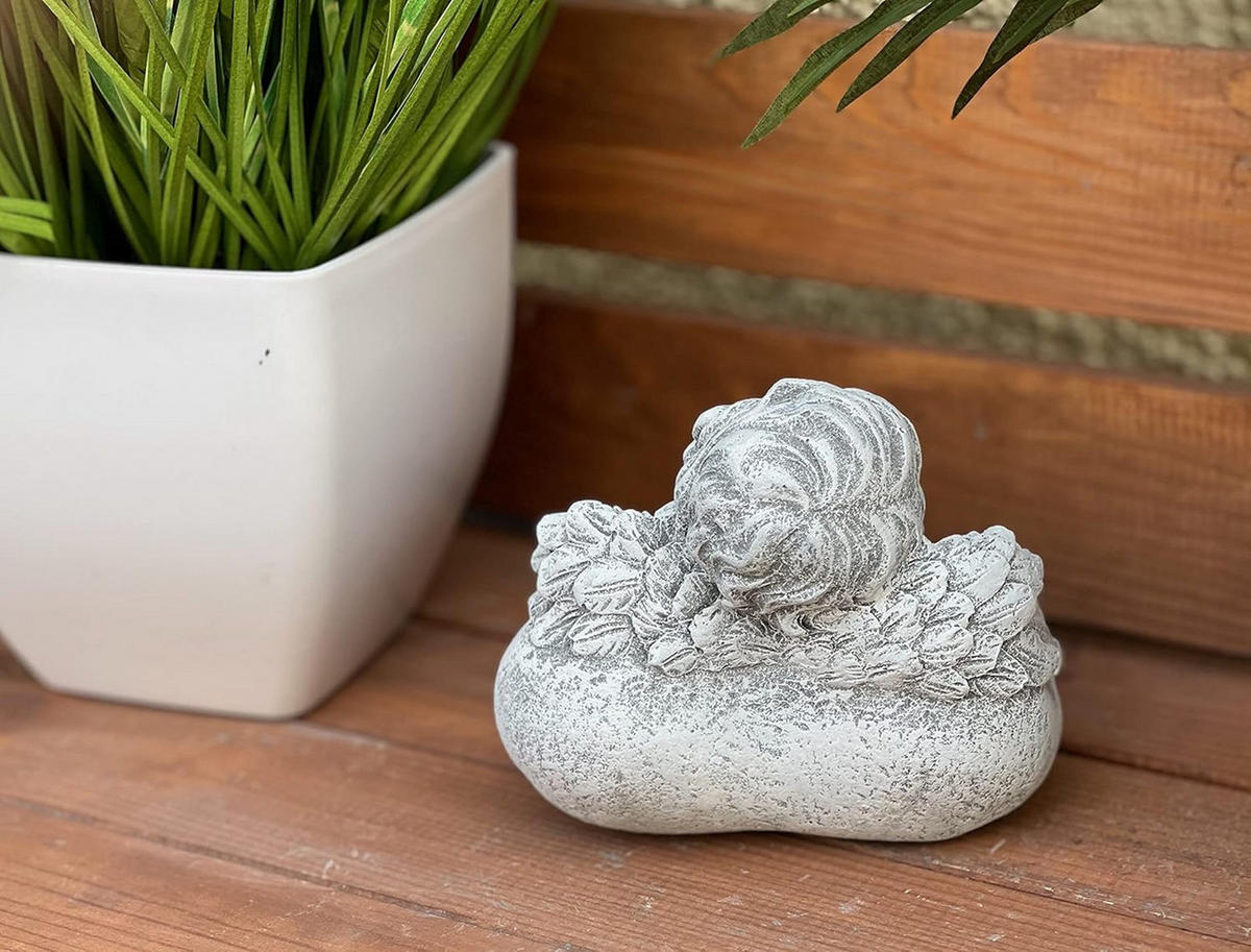 STEINFIGUR Engel Herz Wir Werden Dich nie vergessen Steinguss frostfest massiv - Grau, Stein (12/10/11cm) - stoneandstyle