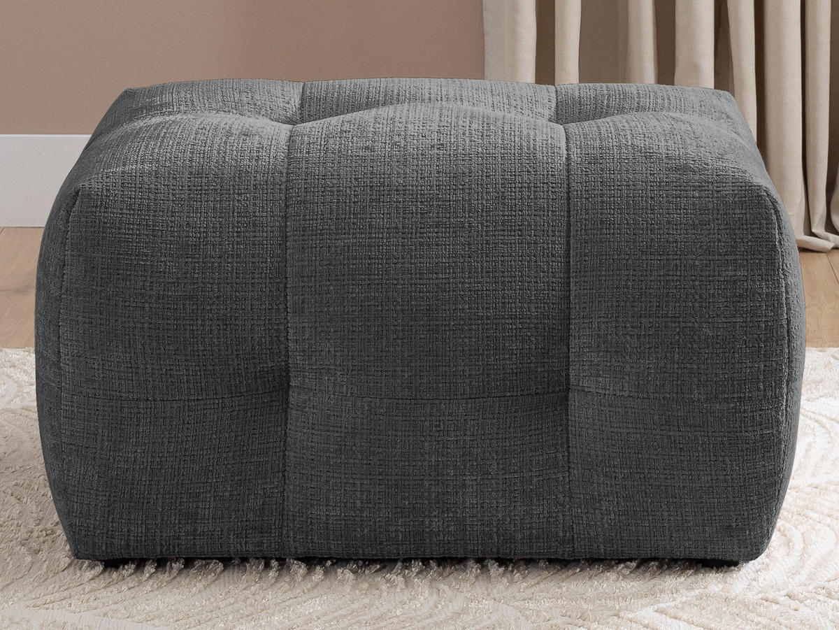 POLSTERHOCKER Kozy im Bumpy-Design aus weichem Grau Chenille-Stoff - Schwarz/Grau, Holz/Textil (87/46/68cm) - S-Style Möbel