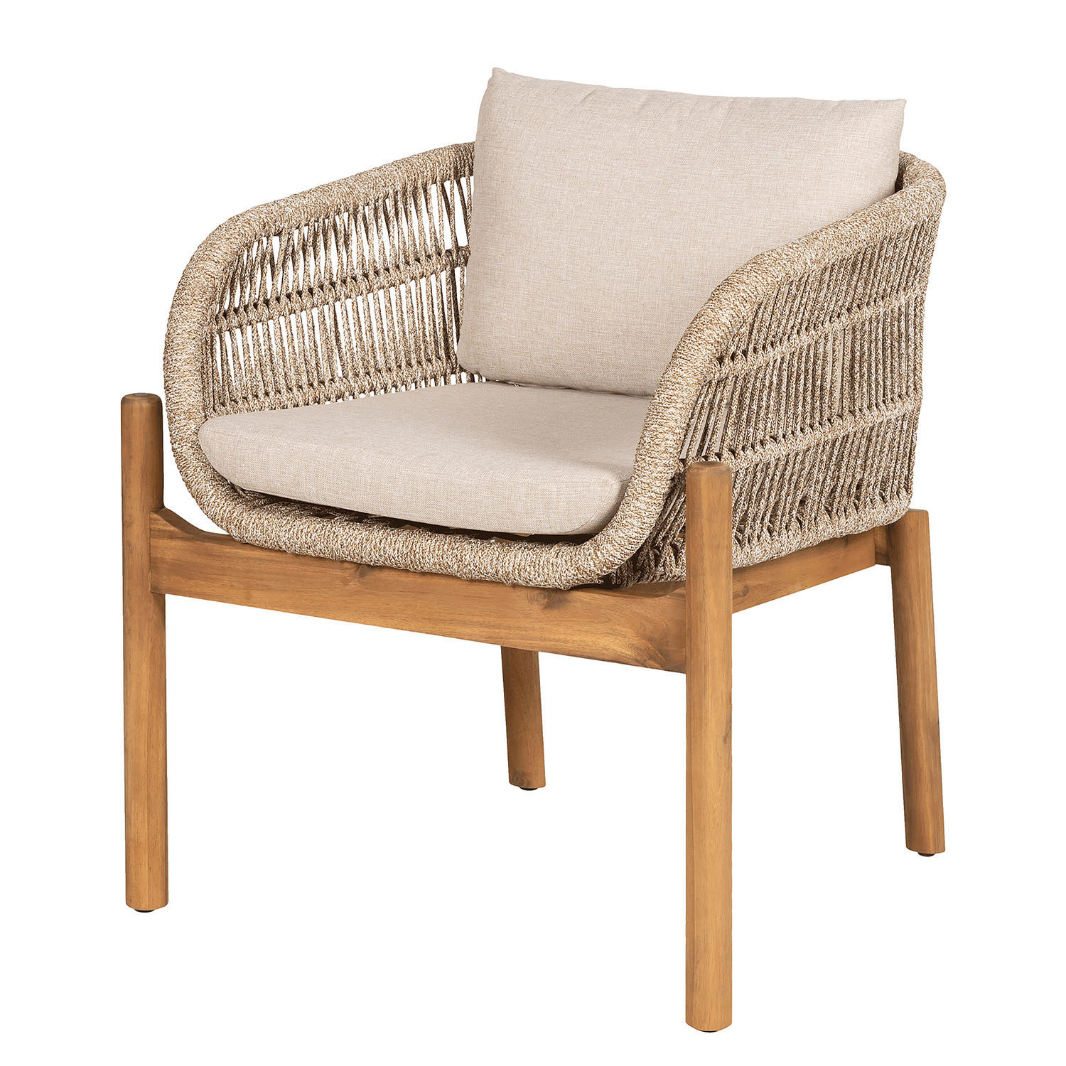 LOUNGESESSEL - 2er-Set - Beige / Braun - Polyester - Stahl - 65 x 71 x 65 cm - Beige/Braun, Holz/Textil (65/71/65cm) - home24