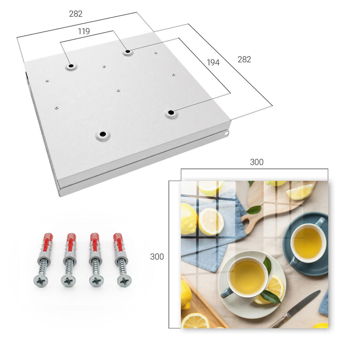 SCHLÜSSELBOX Weiß 30x30 cm – Türöffnung nach rechts - Zitronenmorgen - Gelb, Metall (30/30/5cm) - TULUP