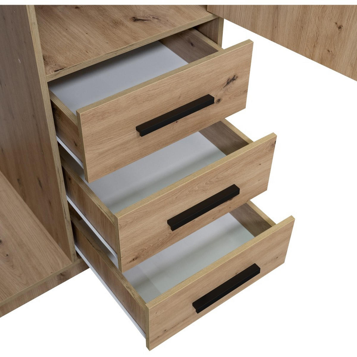 DREHTÜRENSCHRANK Kavo mit Spiegel und 2 Türen, eiche Sonoma - Schwarz/Sonoma Eiche, Holzwerkstoff (100/200/58cm) - Beautysofa