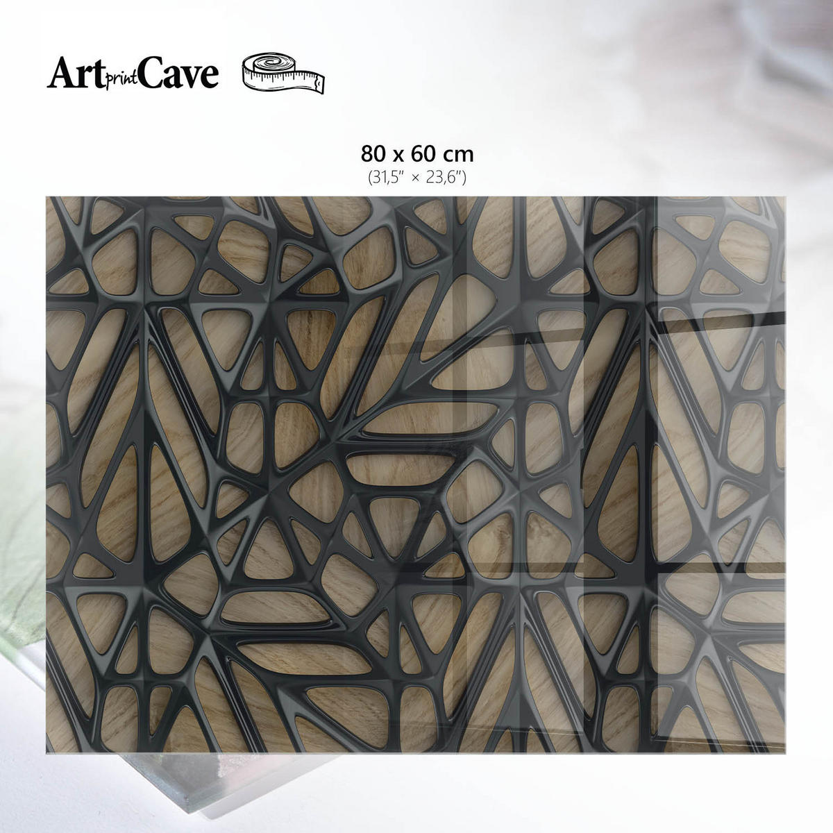 GLASPLATTE 80x60 cm – Abstraktion aus Holz - Beige, Glas (0.4/80/60cm) - ArtPrintCave