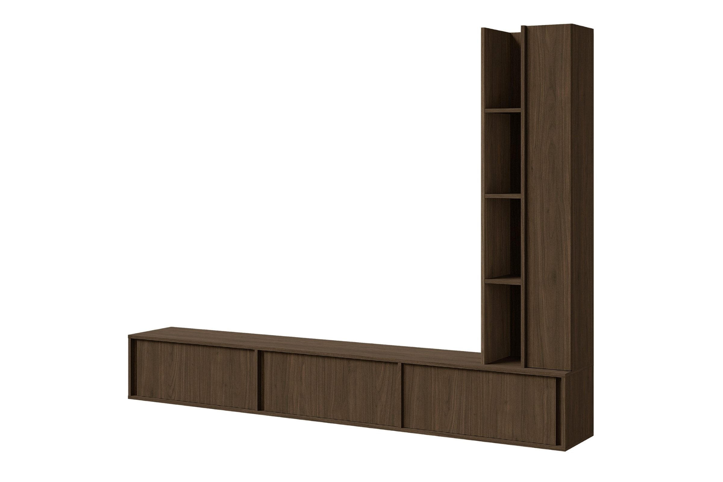 Deine Möbel 24 Wohnwand Braun 230x185x35 cm