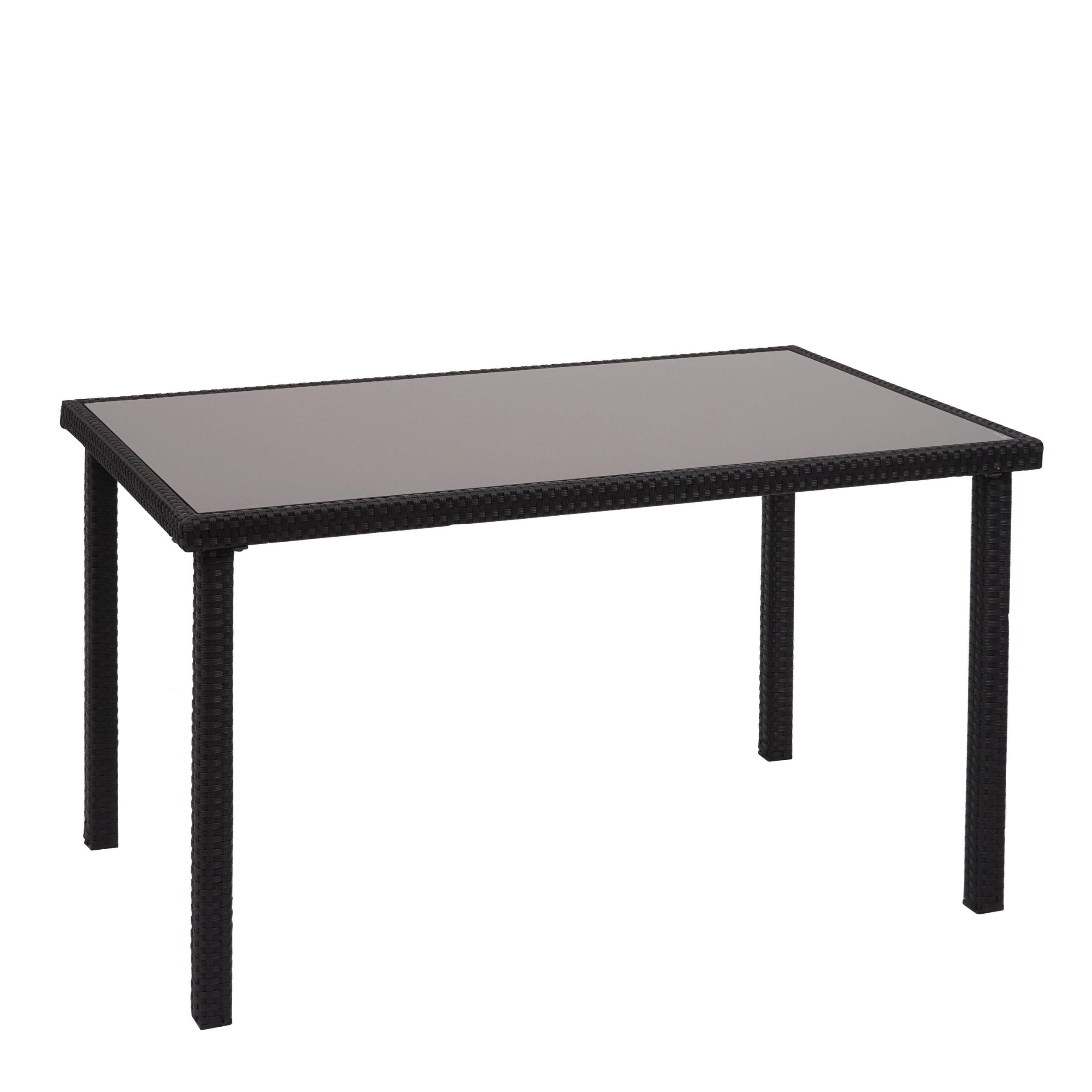 POLY-RATTAN TISCH rechteck Schwarz - Schwarz, Kunststoff (75/120/71cm) - MCW