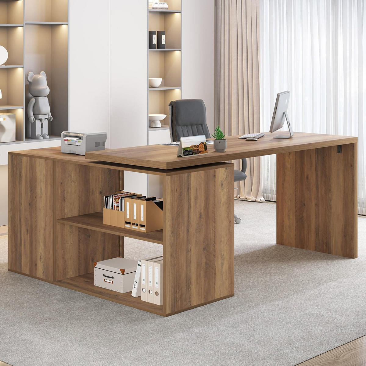 SCHREIBTISCH mit Schubladen flexibel 140 x 50 x 76 cm - Eichefarben, Holzwerkstoff/Metall (50/140/76cm) - Quality Elegance