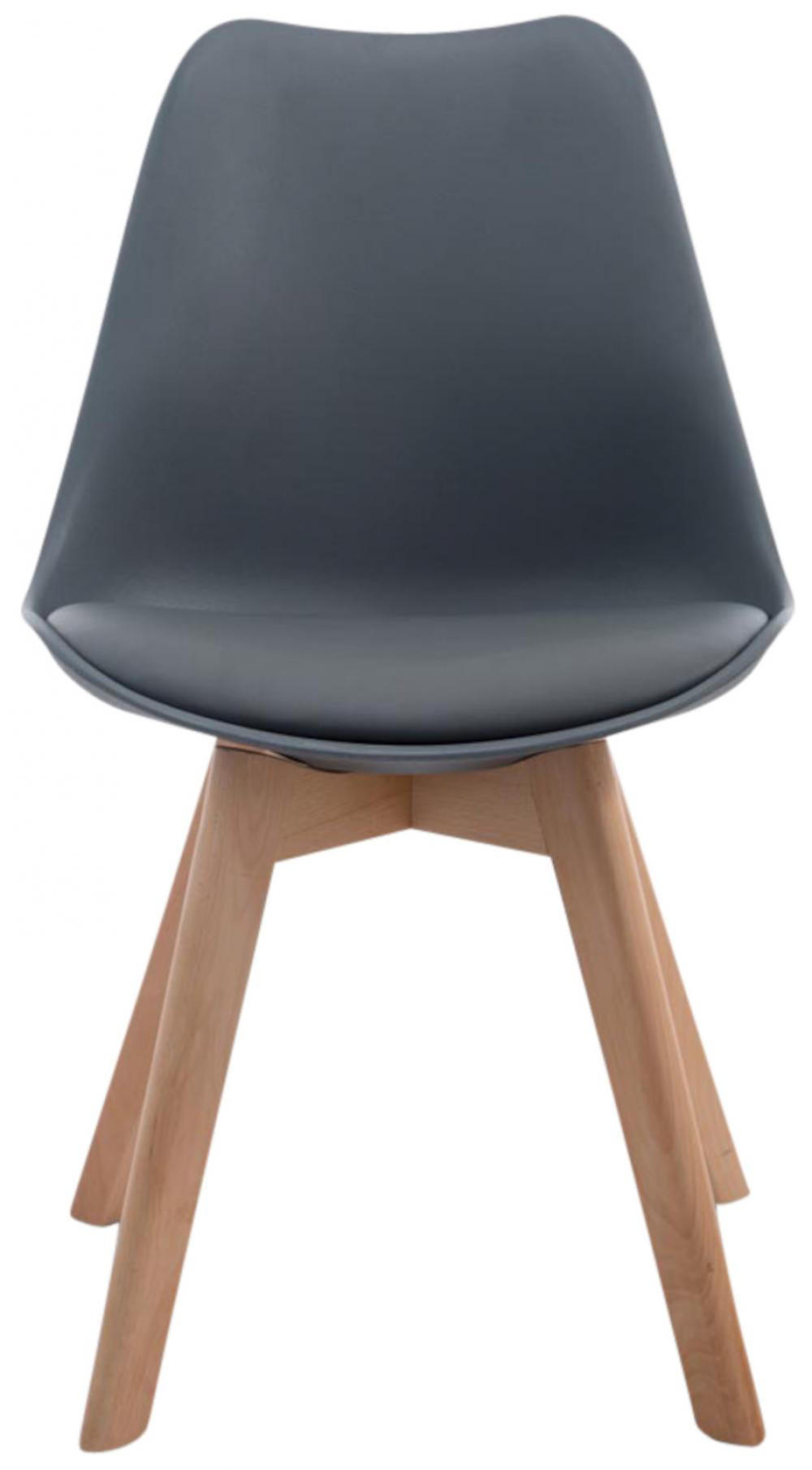STUHL 4er Set Lederlook grau - Eukalyptusholzfarben/Grau, Holz/Textil (48/84/55cm) - CLP