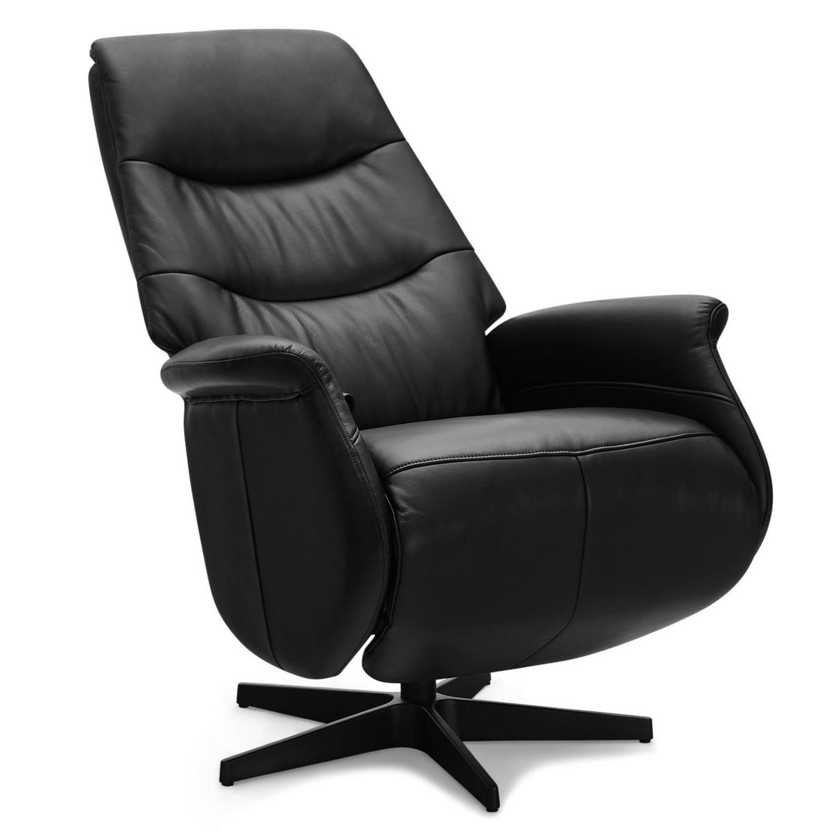 RELAXSESSEL Echtleder Schwarz - Schwarz, Leder/Metall (90/114/79cm) - Furnhouse