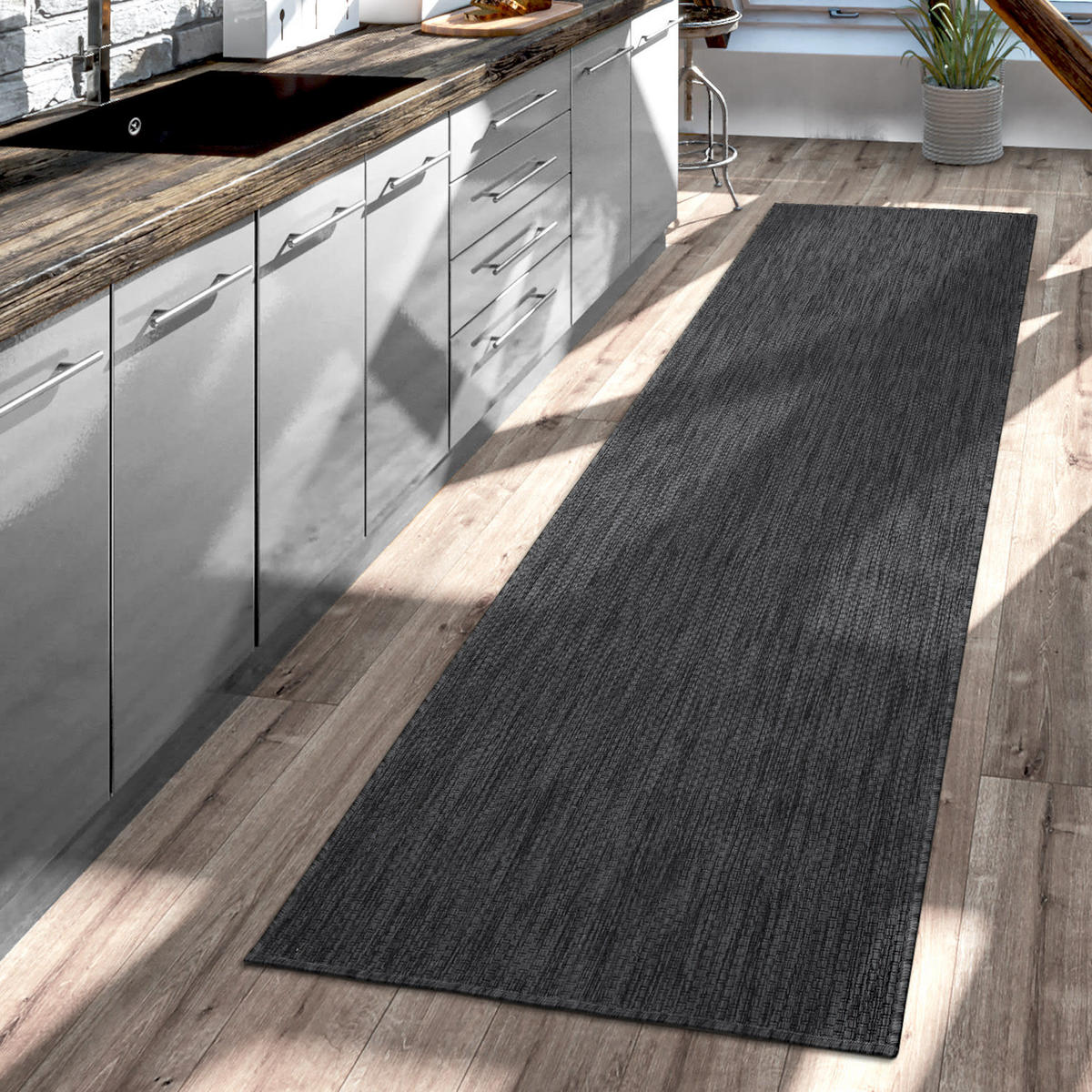 OUTDOORTEPPICH Anthrazit 240 x 340 cm - Anthrazit, Kunststoff (240/340cm) - TT Home