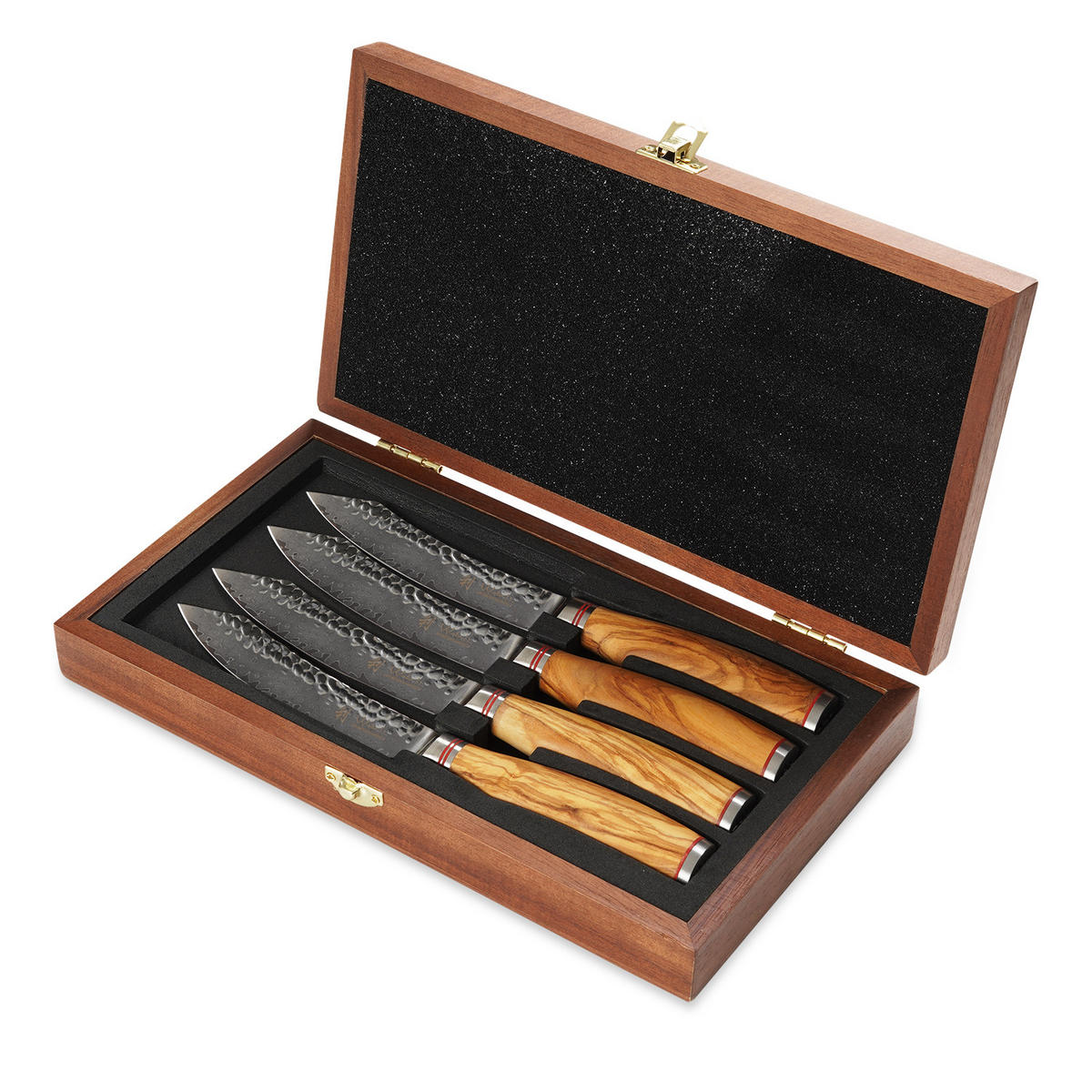 STEAKMESSERSET 4-tlg. 12,5 cm - Braun, Holz/Metall - Wakoli