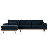 ECKSOFA mit Longchair - Eichefarben/Dunkelblau, Eichenholz/Textil (281/153cm) - home24
