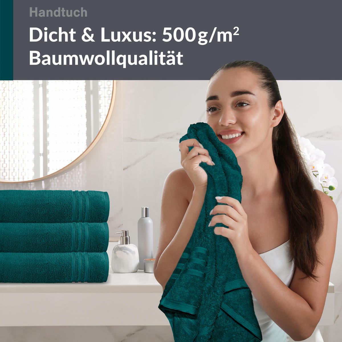 HANDTUCH 50x100 cm London Opal Grün 4er Set - Opal, Textil (50/100cm) - Lashuma