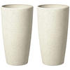 BLUMENTOPF 2er-Set hellbeige rund 31/31/58 cm Abdera - Beige, Stein (58cm) - Beliani