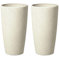 BLUMENTOPF 2er-Set hellbeige rund 31/31/58 cm Abdera - Beige, Stein (58cm) - Beliani