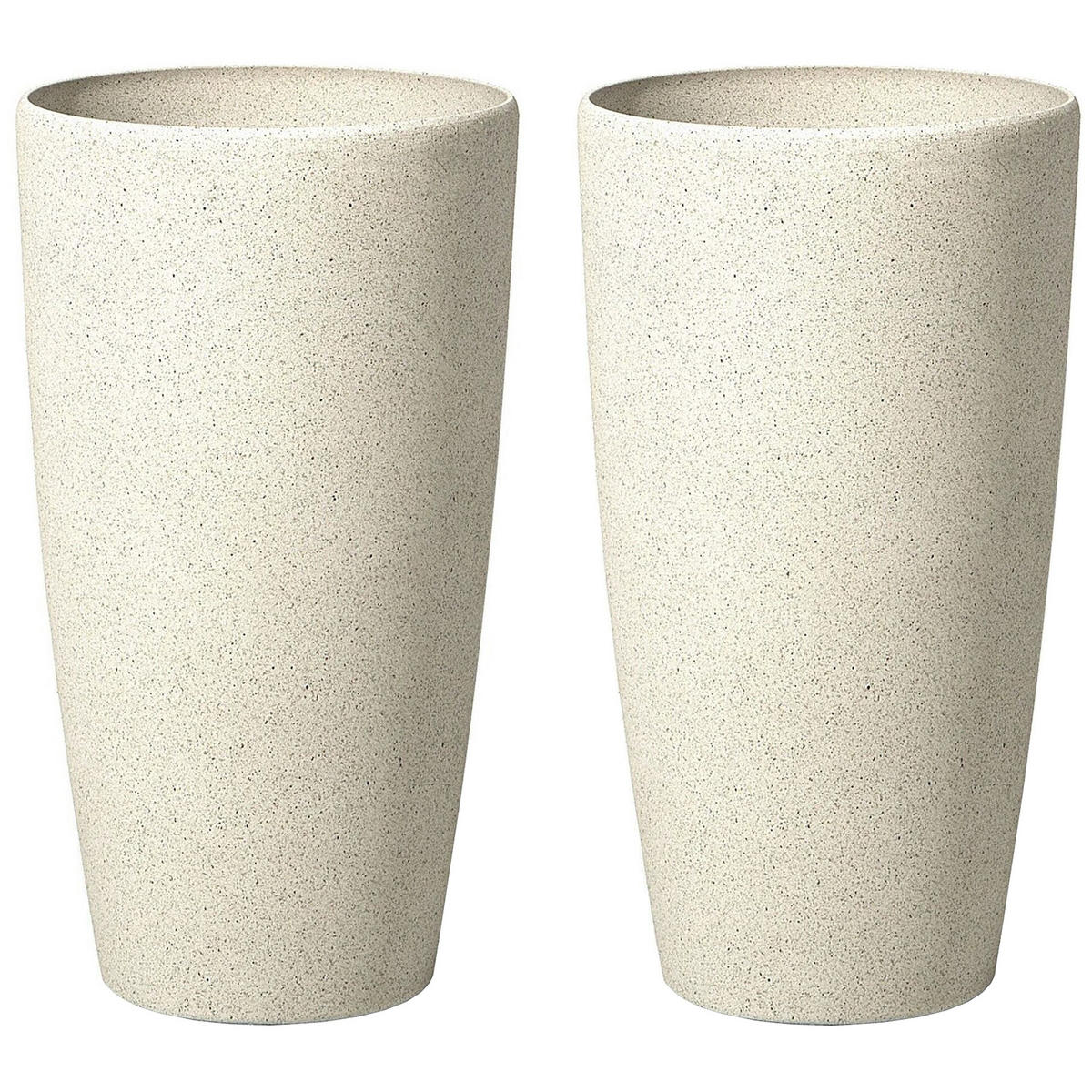 BLUMENTOPF 2er-Set hellbeige rund 31/31/58 cm Abdera - Beige, Stein (58cm) - Beliani