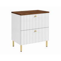 BADEZIMMERSCHRANK: Weiß / Platte Nusseiche / Griffe Gold / Beine Gold, 60 x 46 x 73,6 cm - Goldfarben/Weiß, Holzwerkstoff (60/73.6/46cm) - 3XE LIVING
