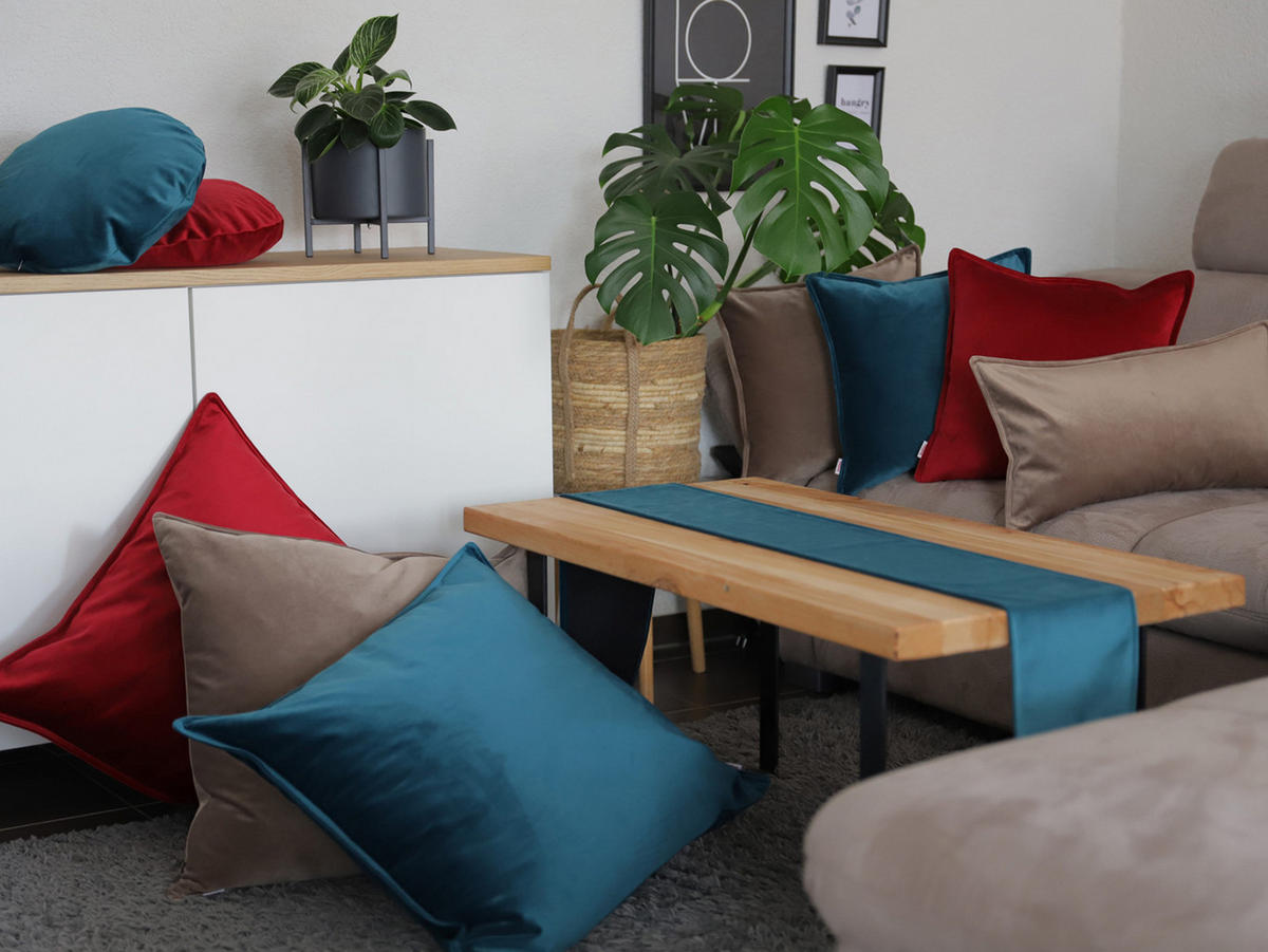 TISCHBAND Samt&Sonders karmin-rot 140/18 cm - Rot, Textil (18/140cm) - beties Heimtextil