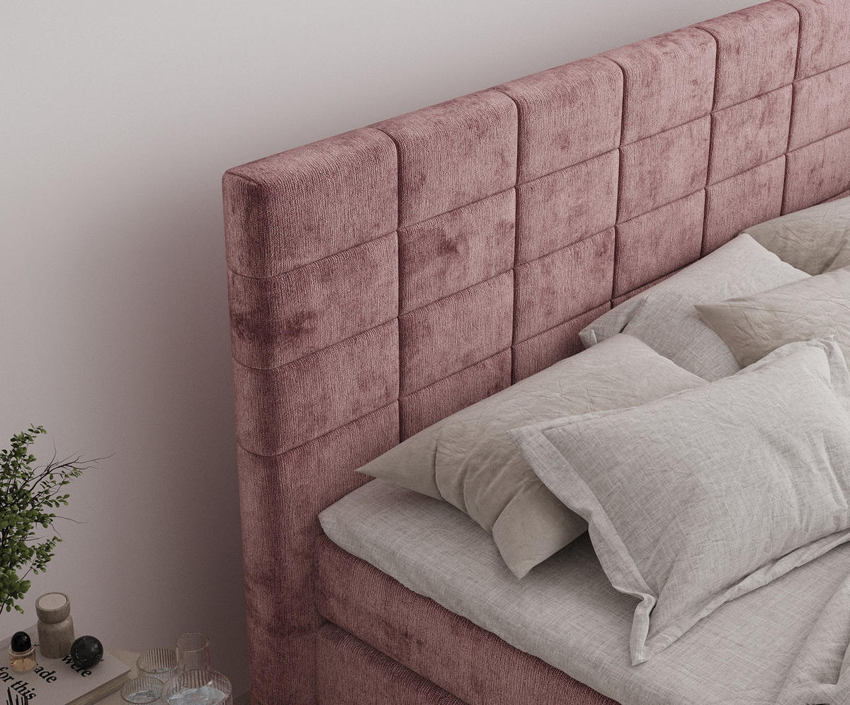 BOXSPRINGBETT Ava Rosa 140/200 cm - Schwarz/Rosa, Holz/Holzwerkstoff (140/200cm) - Maison de Reve