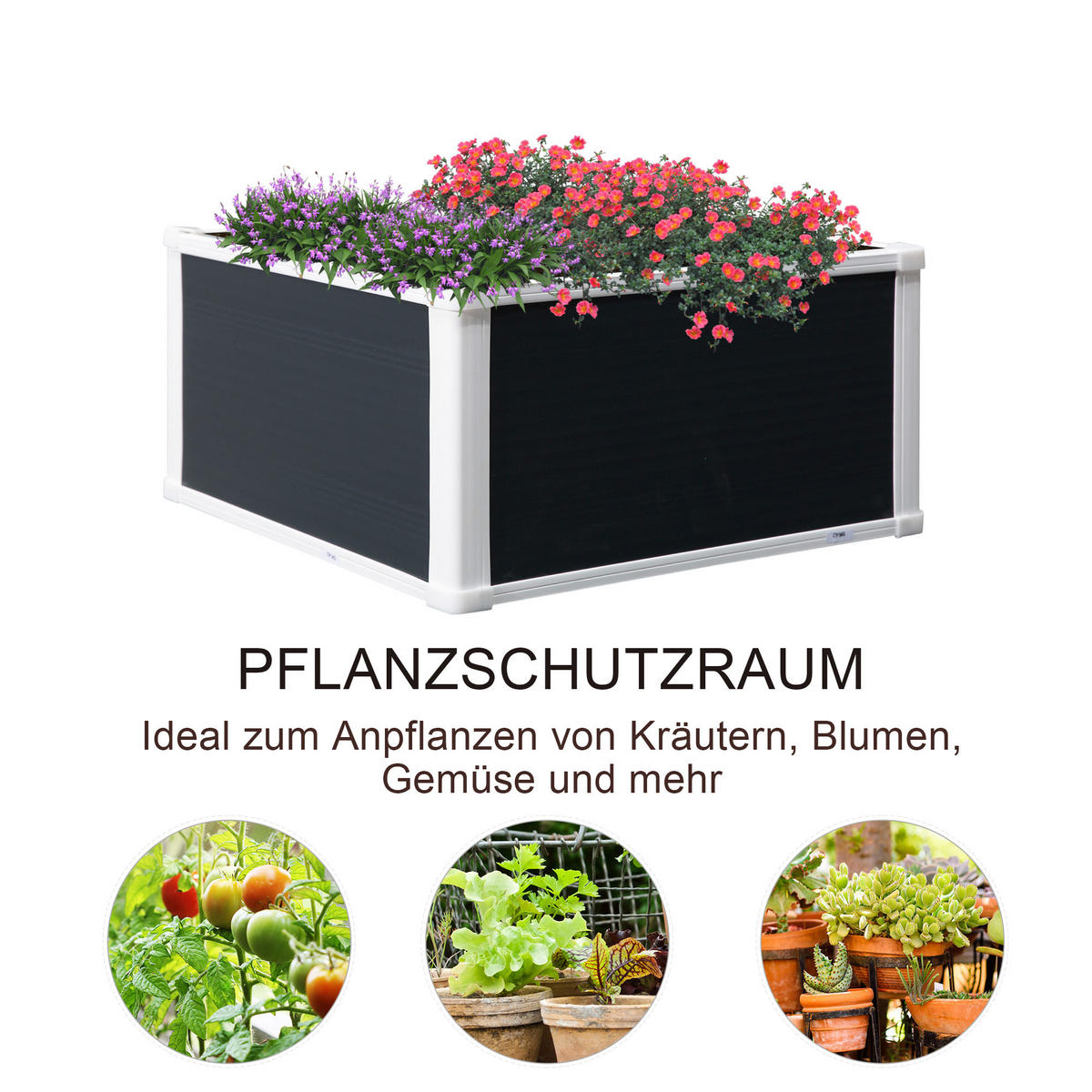 HOCHBEET, Grau, 60 x 60 x 30 cm - Grau, Kunststoff (60/30/60cm) - Outsunny