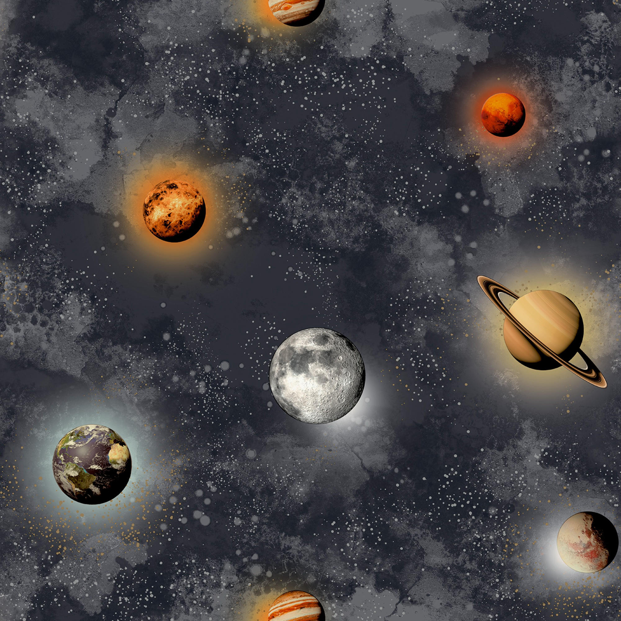 VLIESTAPETE Planeten 1000x53cm - Schwarz, Papier/Kunststoff (53/1cm) - Superfresco Easy