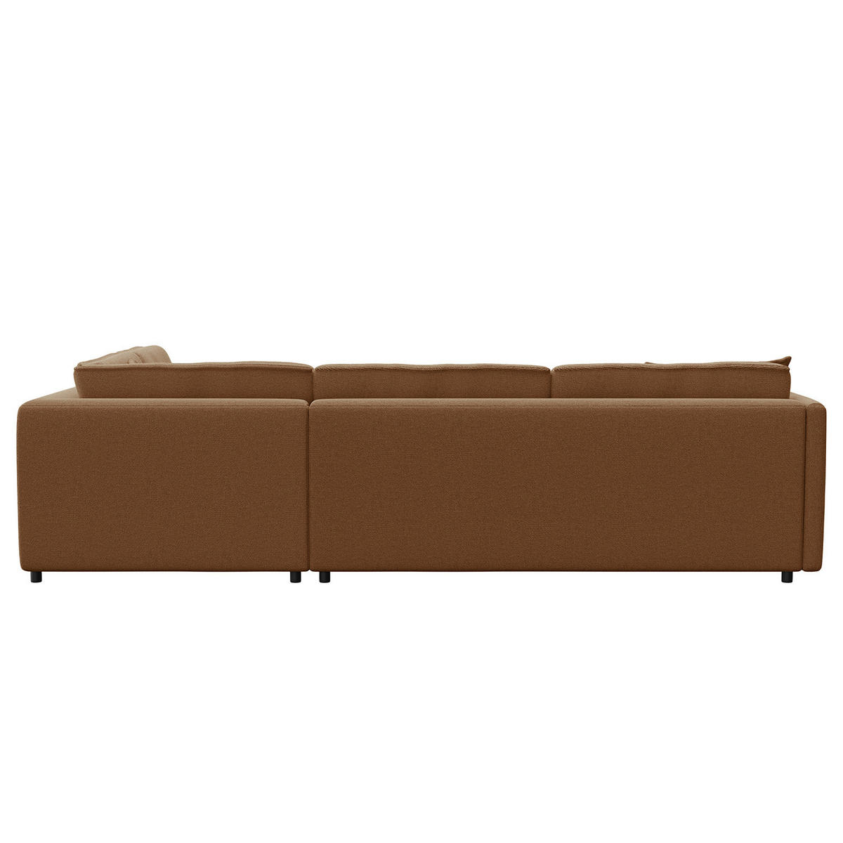 ECKSOFA mit Ottomane - Schwarz/Haselnussfarben, Kunststoff/Textil (328/272cm) - home24