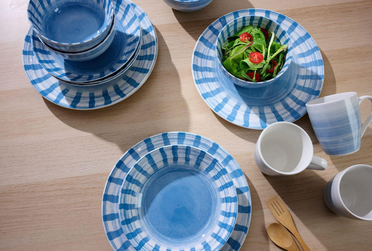 KOMBISERVICE Sole Mio Blau 16er Set - Blau, Keramik (28/28/30cm) - Ritzenhoff Breker