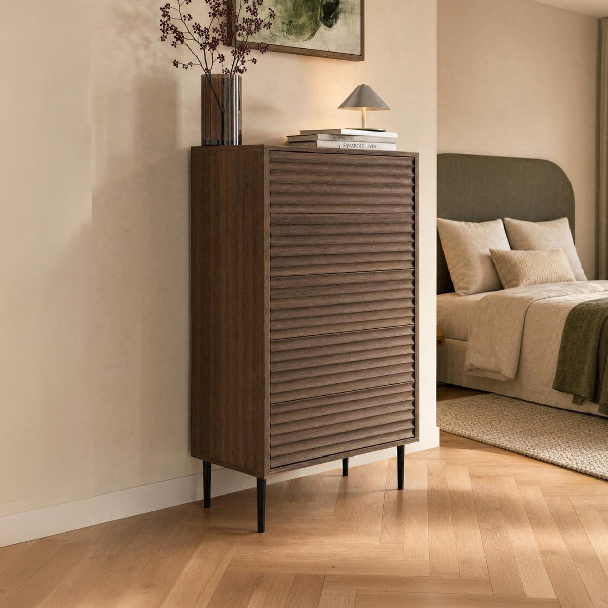 SCHUBLADENSCHRANK Evoke Walnuss 65 cm x 118 cm - Walnussfarben, Holzwerkstoff (65/118/40cm) - Klast Home