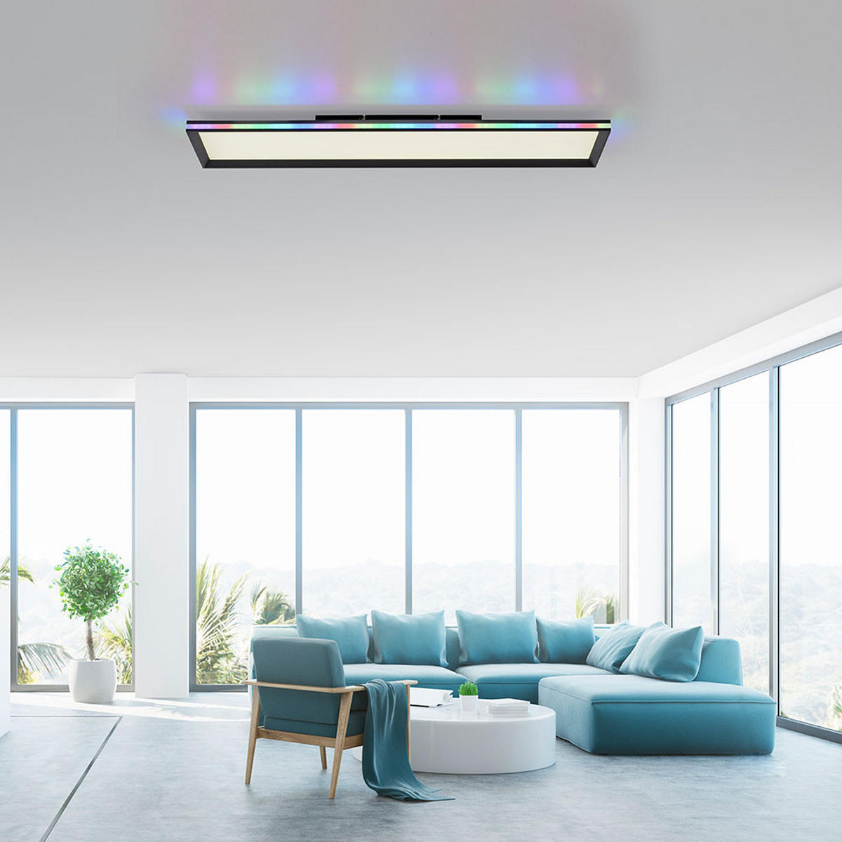 LED DECKENLEUCHTE Schwarz 100 cm - Schwarz, Metall (100/25/6cm)