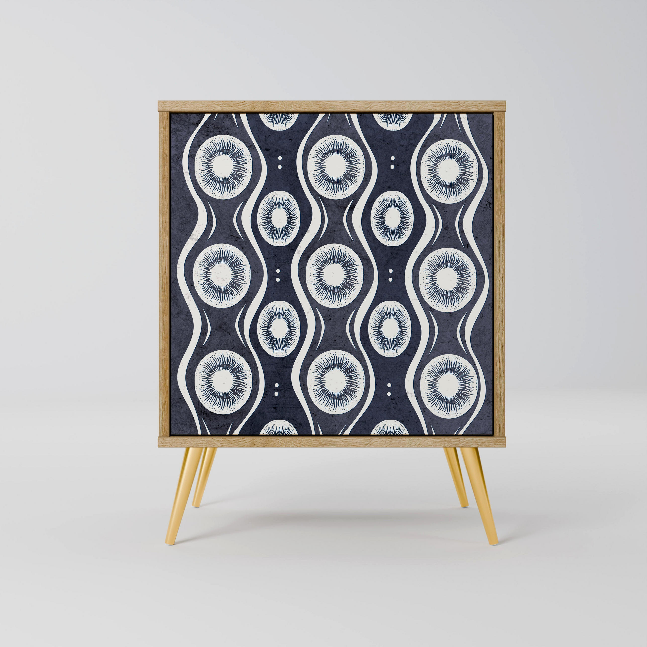 SIDEBOARD GRAPHITE EYES, Eichefarben, 57,5x42x75,5 cm, Goldfarbene Metallfüße - Eichefarben/Goldfarben, Holzwerkstoff/Metall (57.5/75.5/42cm) - SpaceRebels