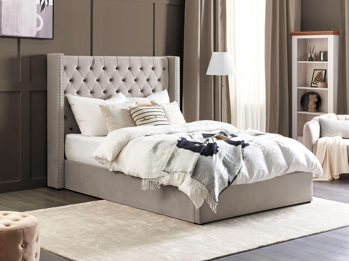 POLSTERBETT 140/200cm Hellgrau Lubbon - Hellgrau, Textil (140/200cm) - Beliani