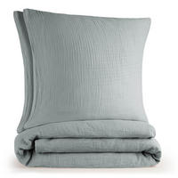 BETTWÄSCHE Musselin, 100% Baumwolle, 2x 135/200 cm & 2x 80/80 cm, Blau - Blau, Textil (135/200cm) - Blumtal