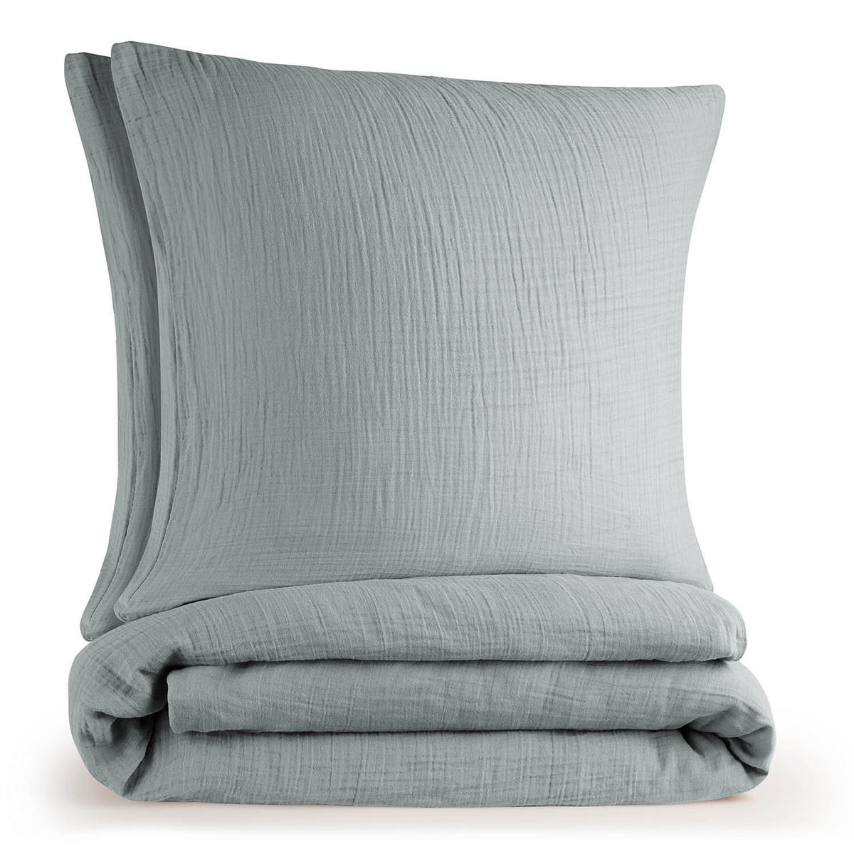BETTWÄSCHE Musselin, 100% Baumwolle, 2x 135/200 cm & 2x 80/80 cm, Blau - Blau, Textil (135/200cm) - Blumtal