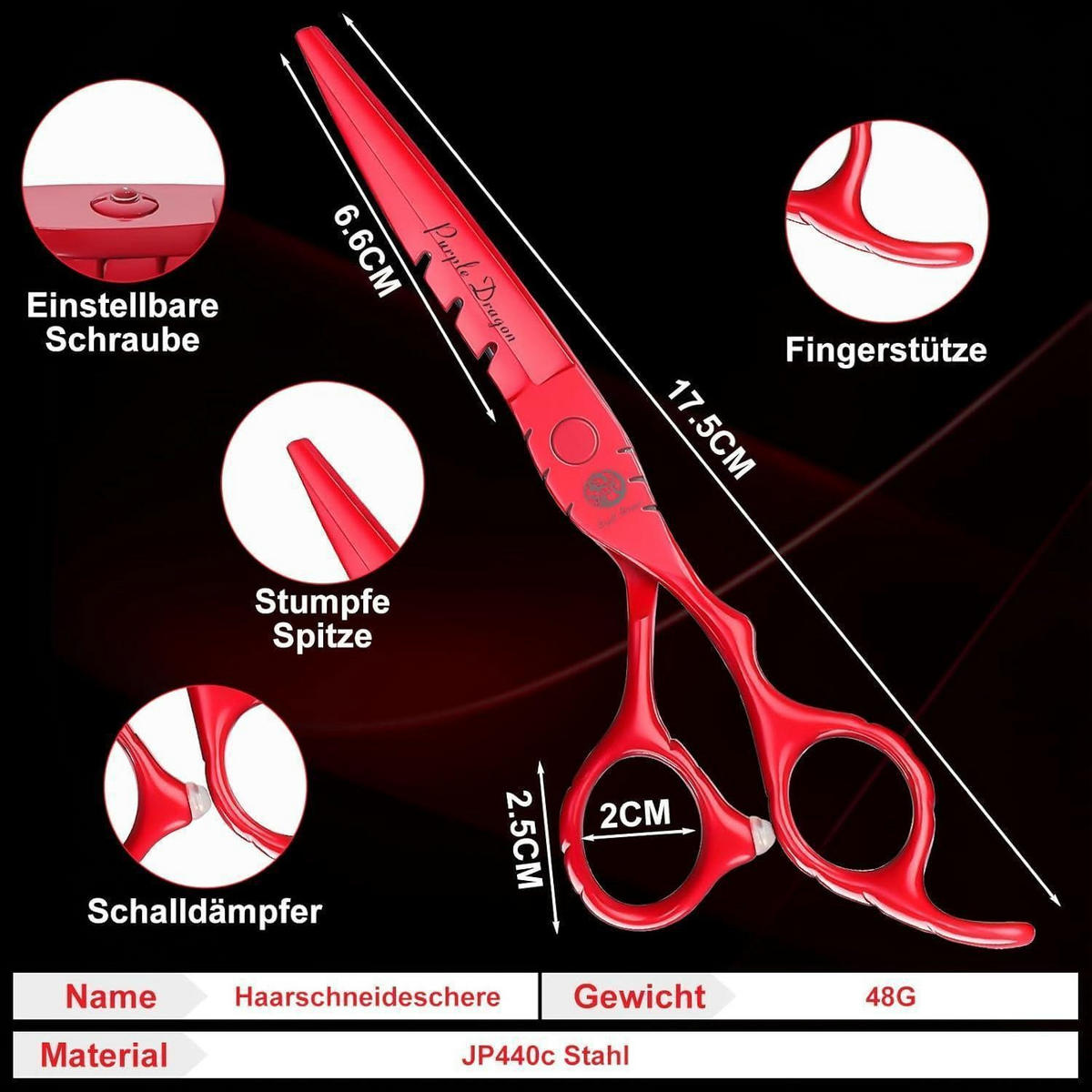HAARSCHERE Set 6 Zoll Rot 7-teiliges Set - Rot, Metall (6.6/2.5/17.5cm)