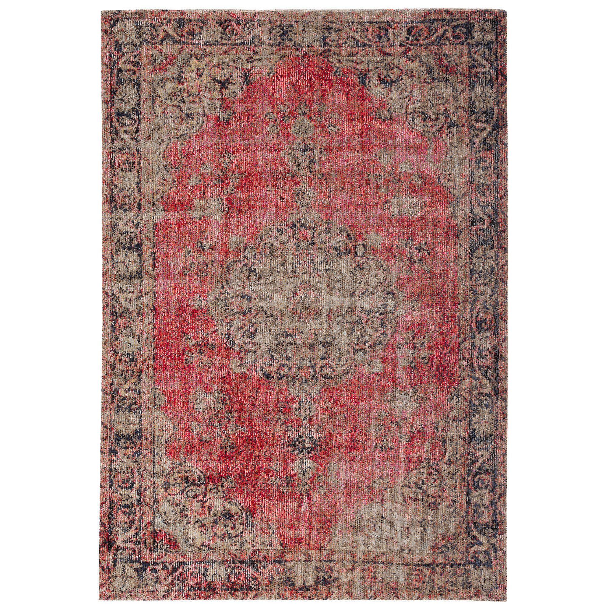 KURZFLOR DESIGNER TEPPICH MODERN VINTAGE ORIENT MUSTER - Beige/Rot, Textil (140/200cm) - Pergamon