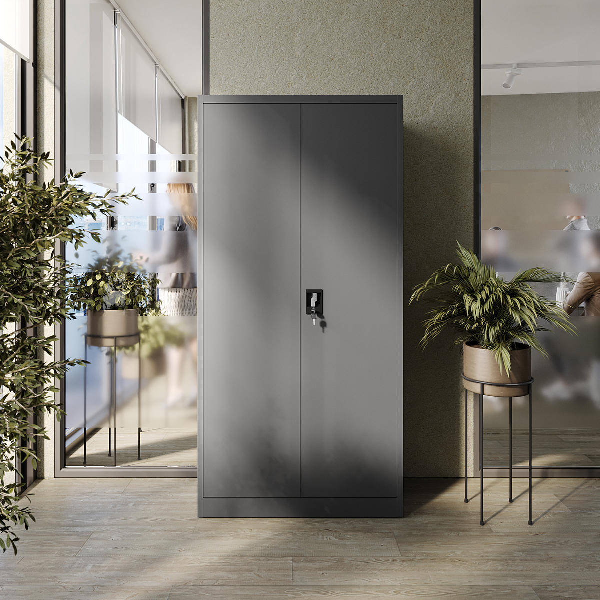 AKTENSCHRANK für Büro Metallschrank für Dokumente und Ordner Stahlschrank Anthrazit abschließbar 90x40x185cm - Anthrazit, Metall (90/185/40cm) - Muralo