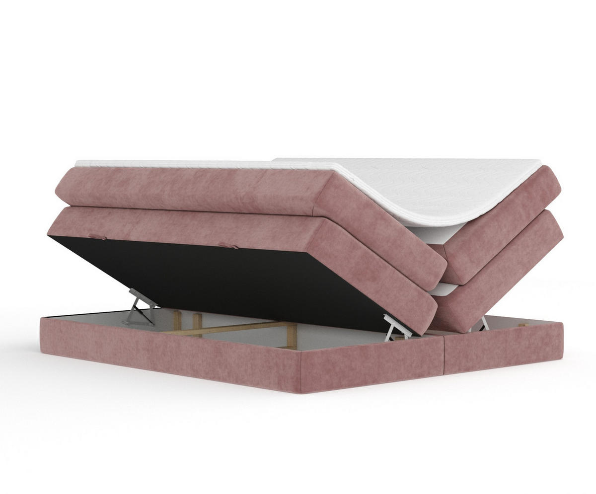 BOXSPRINGBETT Juniper Rosa 140/200 cm - Schwarz/Rosa, Holz/Holzwerkstoff (140/200cm) - Maison de Reve