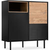 KOMMODE LOFTY Außenseiteneinlage, schwarz / Eiche natur - Eichefarben/Multicolor, Holzwerkstoff (102/109/41cm) - KONSIMO®
