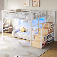 HOCHBETT mit LED-Lichtleiste 140x200 cm Metall Weiß - Weiß, Metall (140/200cm) - Meubliv