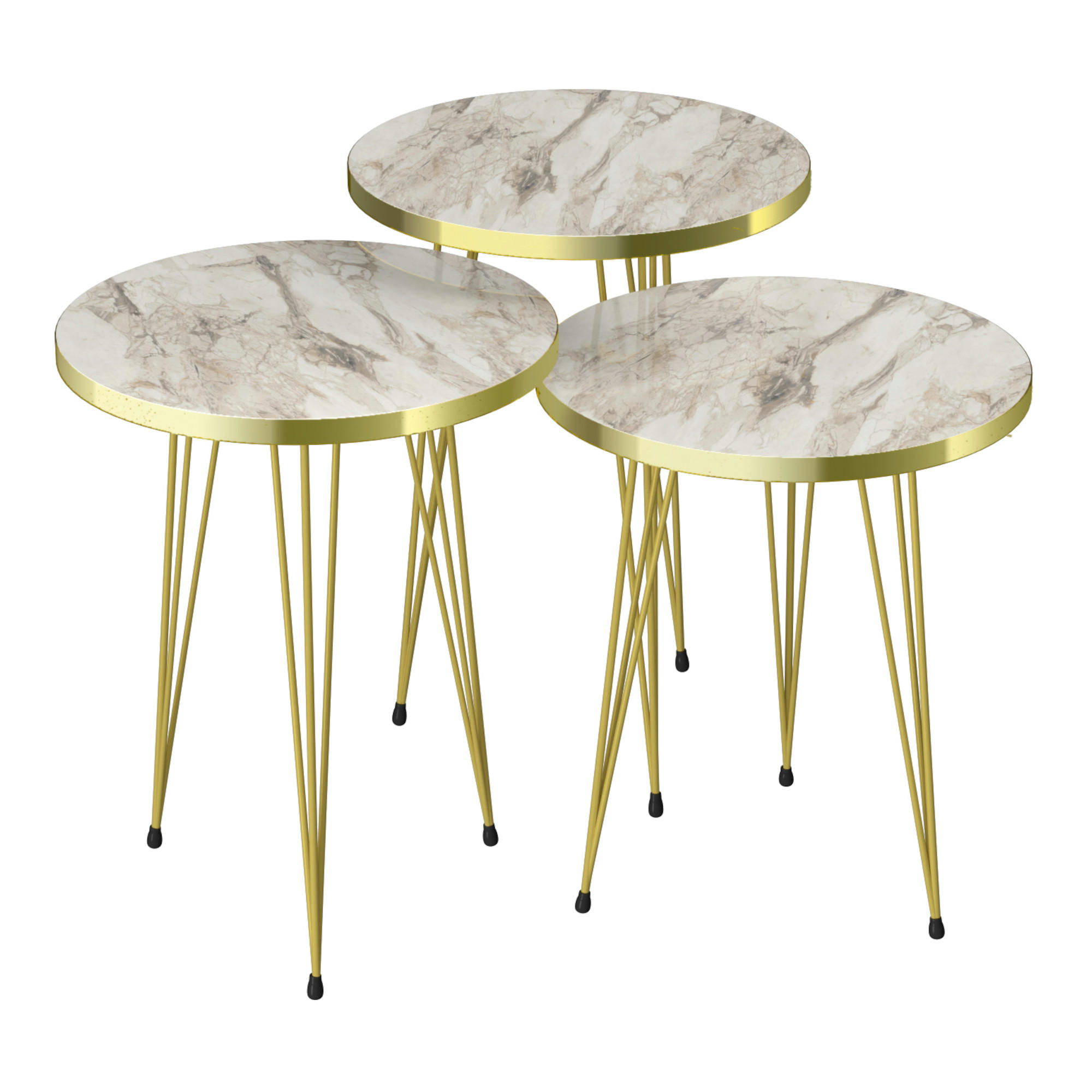 SATZTISCH Ry im 3er Set - Weiß, Metall (34/34/55cm) - [en.casa]