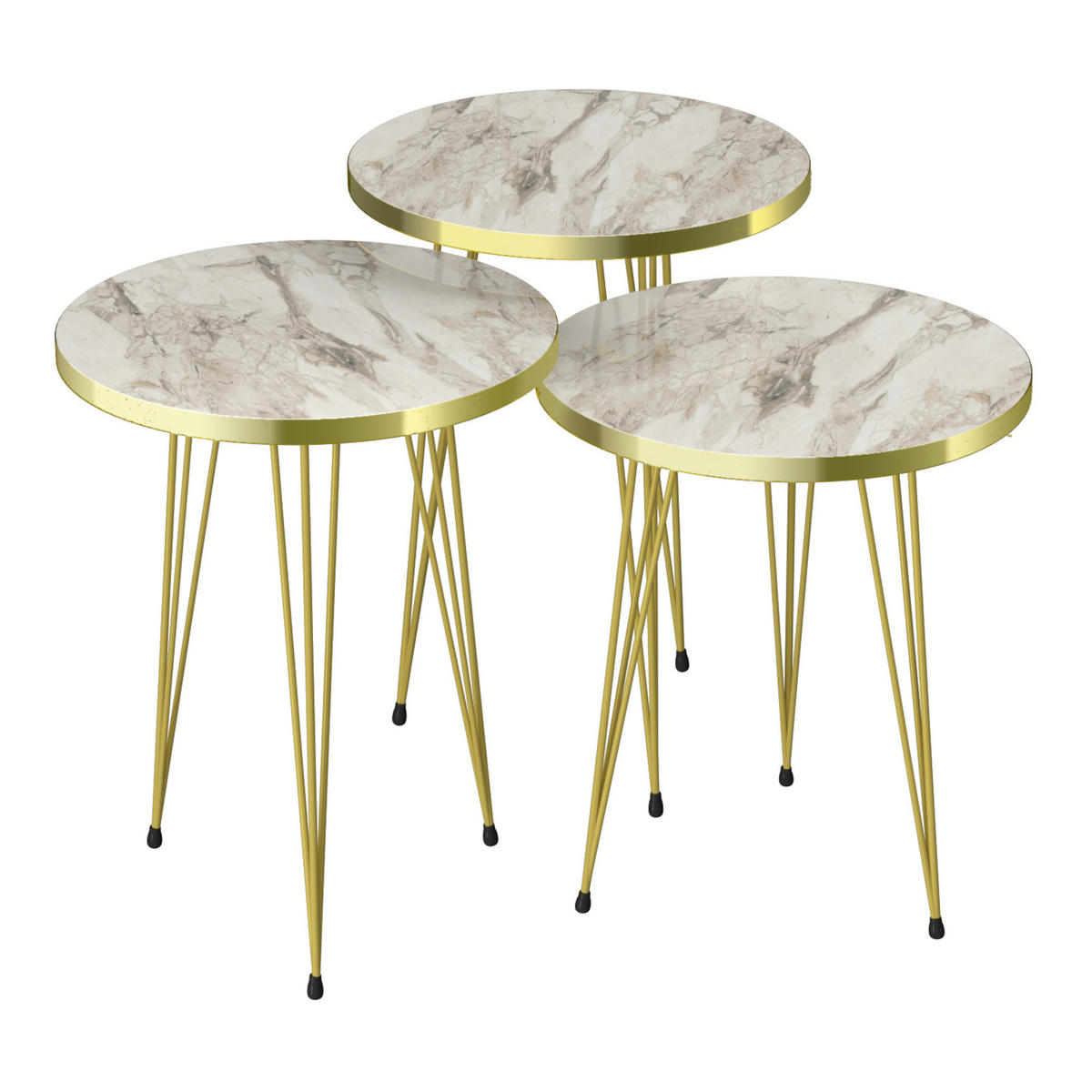 SATZTISCH Ry im 3er Set - Weiß, Metall (34/34/55cm) - [en.casa]