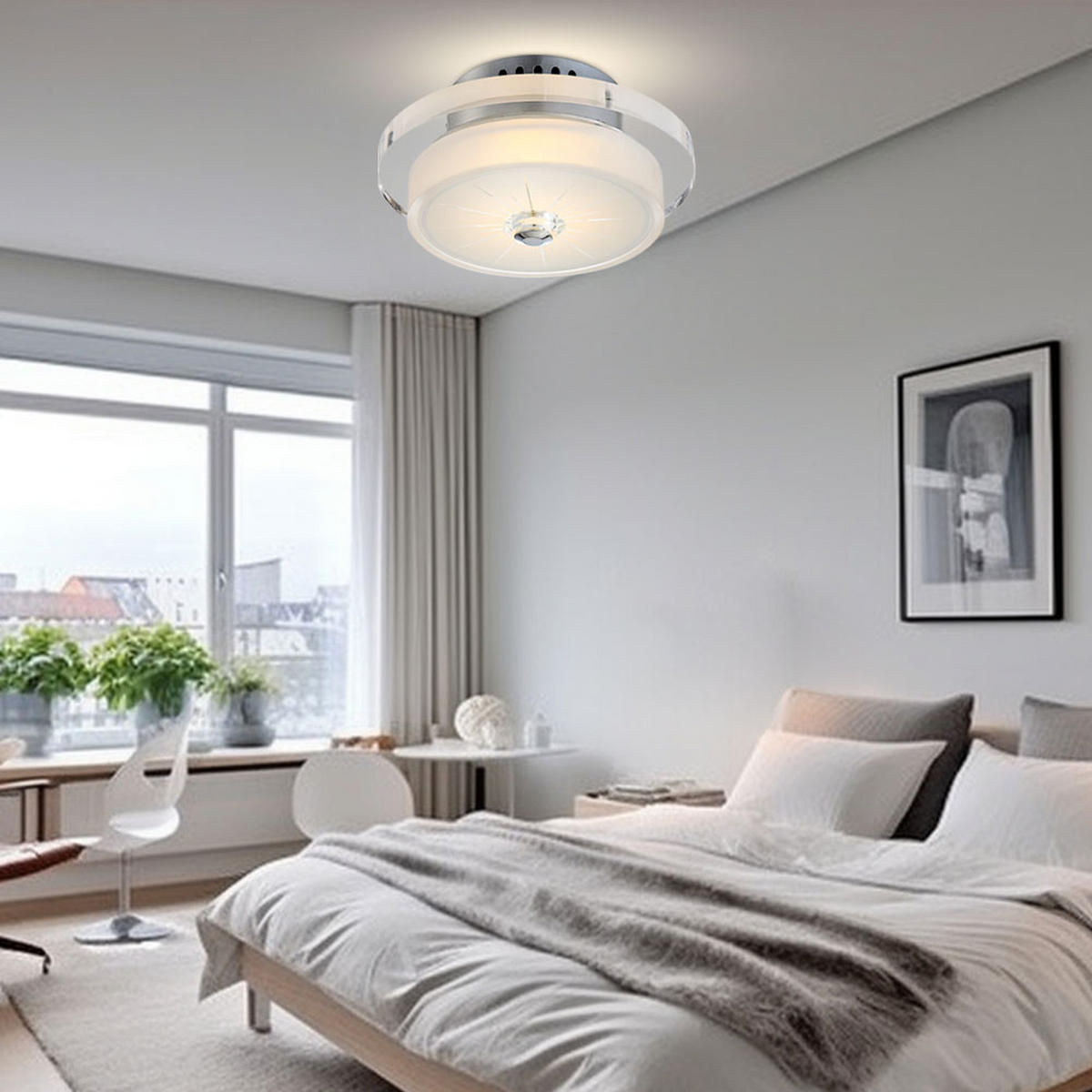 LED DECKENLEUCHTE Glas Weiß Chrom - Weiß, Glas (20/20/10.5cm) - Globo Lighting