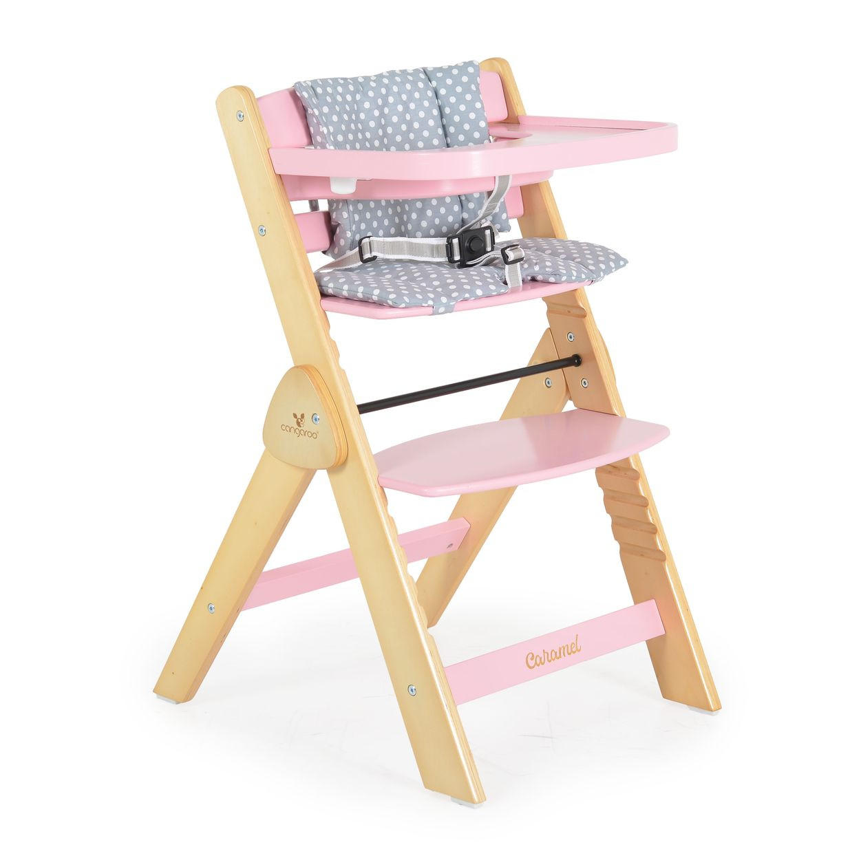 HOCHSTUHL Caramel Holz rosa Kissen, klappbar, Fußstütze, 3-Punkt-Gurt - Rosa, Holz (45/78/55cm) - Cangaroo
