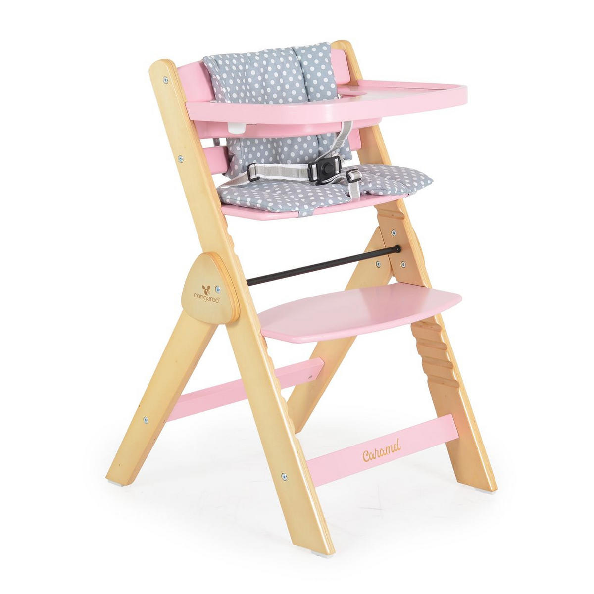 HOCHSTUHL Caramel Holz rosa Kissen, klappbar, Fußstütze, 3-Punkt-Gurt - Rosa, Holz (45/78/55cm) - Cangaroo