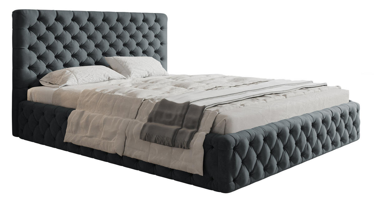 POLSTERBETT 180x200 mit Lattenrost Furis, Glamour, Dunkelgrau - Dunkelgrau, Holz/Textil (180/200cm) - Emporius