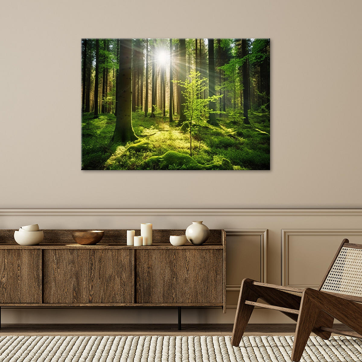 WANDBILD waldbäume natur - Grün, Textil (60/40cm) - Feeby