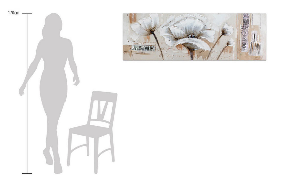 ÖLGEMÄLDE 150/50 cm - Beige, Holz/Textil (2/50cm) - KUNSTLOFT
