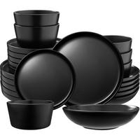 GESCHIRRSET Una,ineinander stapelbar,schwarz - Schwarz, Keramik (26/2.3/26cm) - tectake