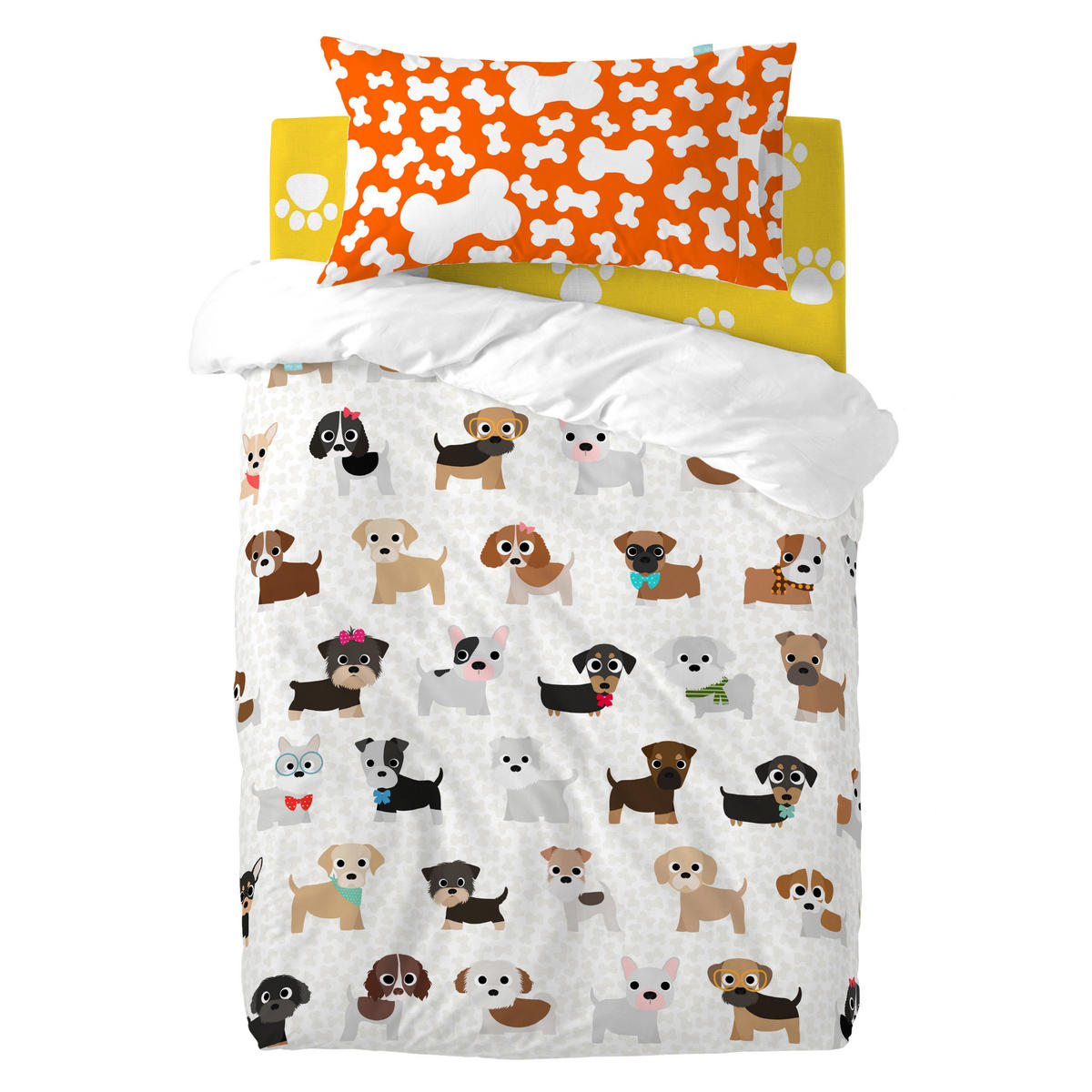 BETTBEZUG 2er-Set teiliges dogs 100x120 cm (kinderbett) mehrfarbig - Multicolor, Textil (100/120cm) - Happy Friday
