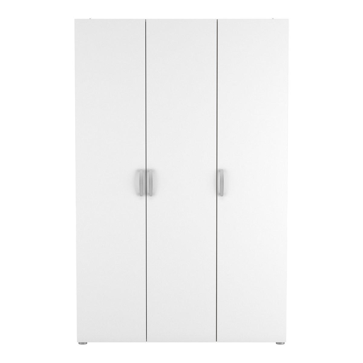 KLEIDERSCHRANK mit 3 Türen, Kleiderstange und Wäscheschrank L119,1 cm - Nano - Weiß, Holzwerkstoff (51.3/184.8/119.1cm) - Calicosy