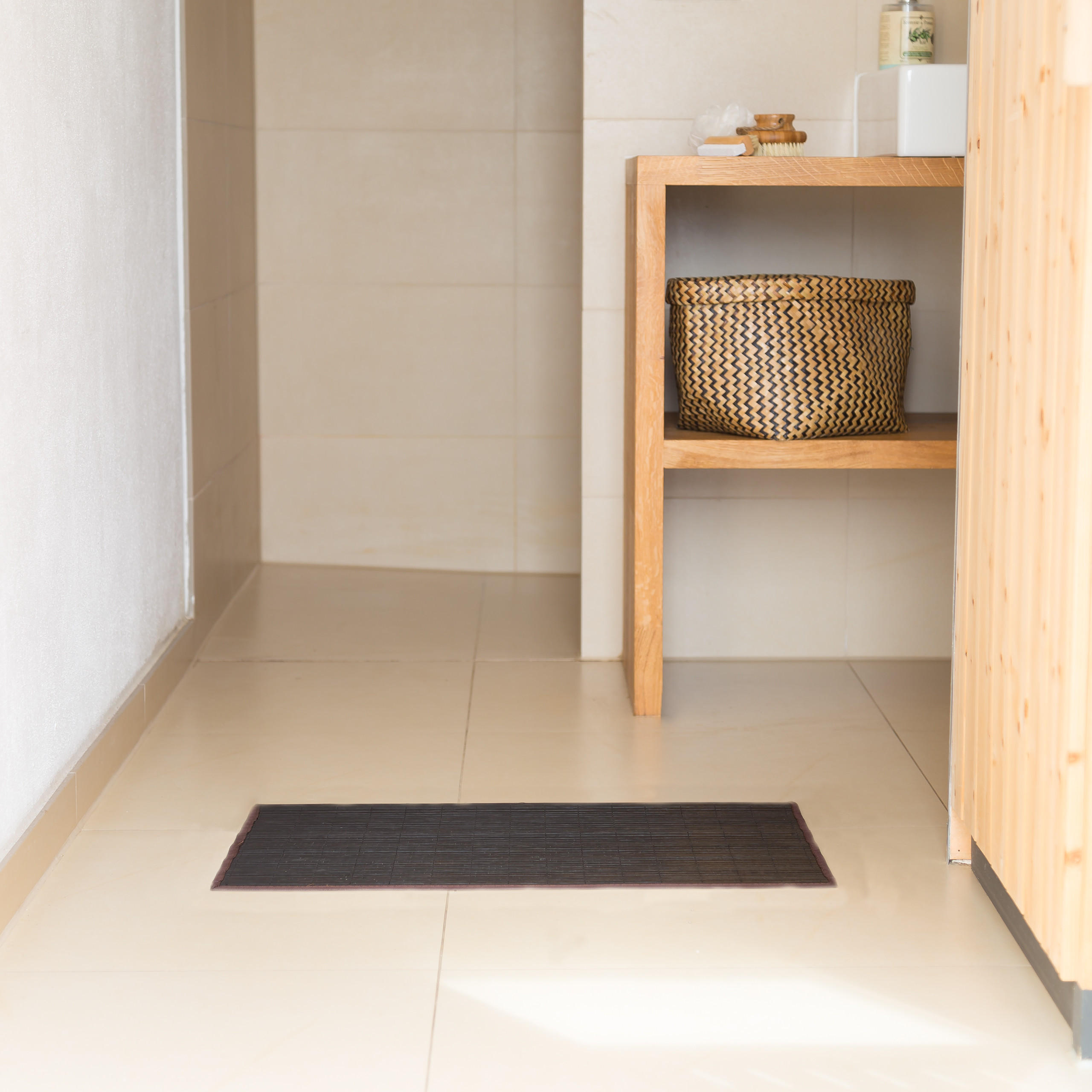 BADVORLEGER - Schwarz, Holz/Textil (50/80cm) - Relaxdays