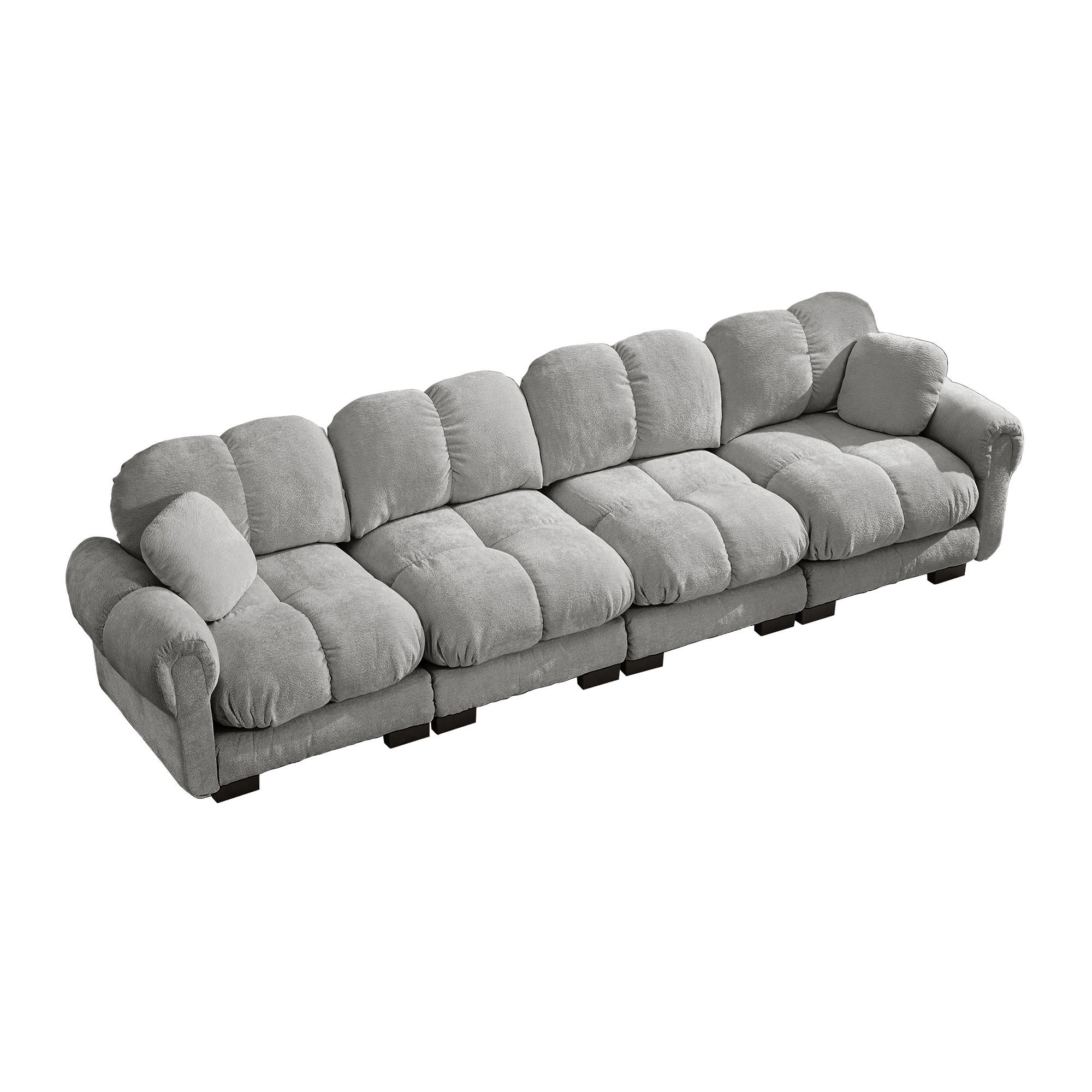 4-SITZER-SOFA DE-34384 Steppdesign Hellgrau - Hellgrau, Textil (86/90/330cm) - ComfortXL
